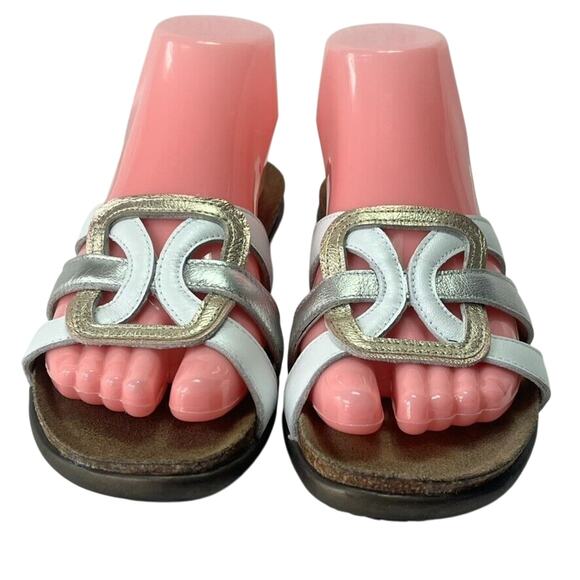 NAOT Liv Slide Sandals Women's Size 7 Slip-On Flats Multicolor Leather Metallic - Picture 1 of 12